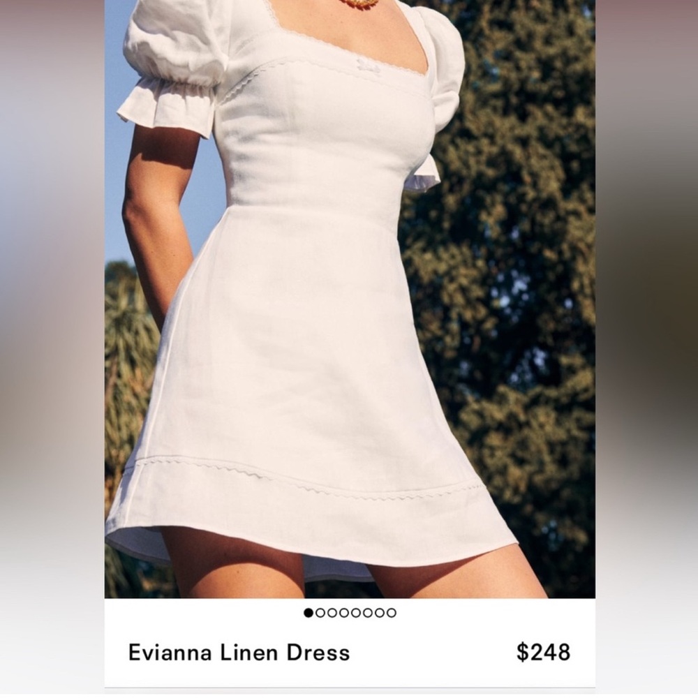 Reformation White Puff Sleeve Mini Dress